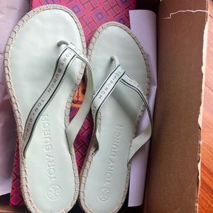New Tory Burch sandals, mint green.